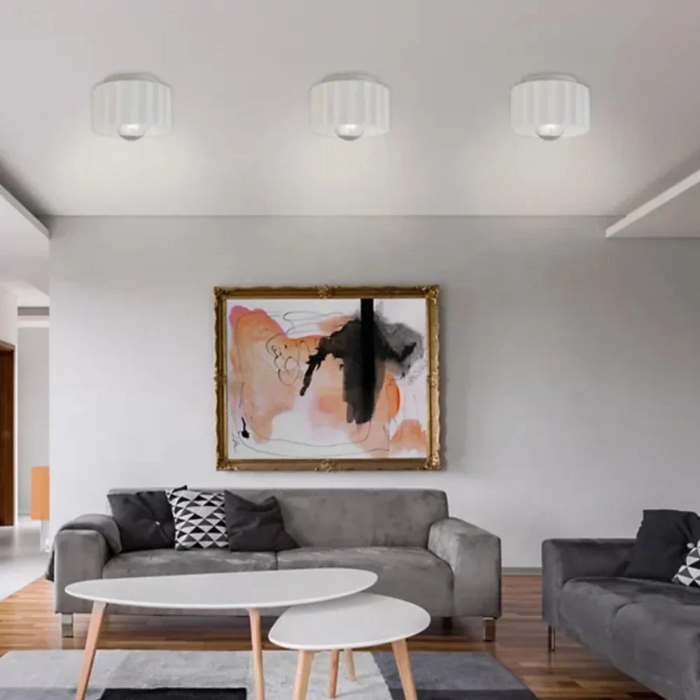 Ceramic Matte White Flush Mount Light Fixture